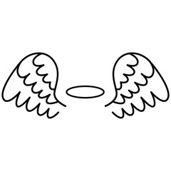 Halo with wings icon vector. Angel wings illustration sign. Deceased symbol or logo. Halo mark.