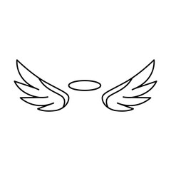 Halo with wings icon vector. Angel wings illustration sign. Deceased symbol or logo. Halo mark.