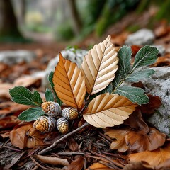 Obraz premium Autumn ground foliage creating beautiful woodland scene high resolution picture