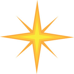 Illustration of a bright yellow compass star shining on a plain white background, perfect for navigation, guidance, or astronomy concepts