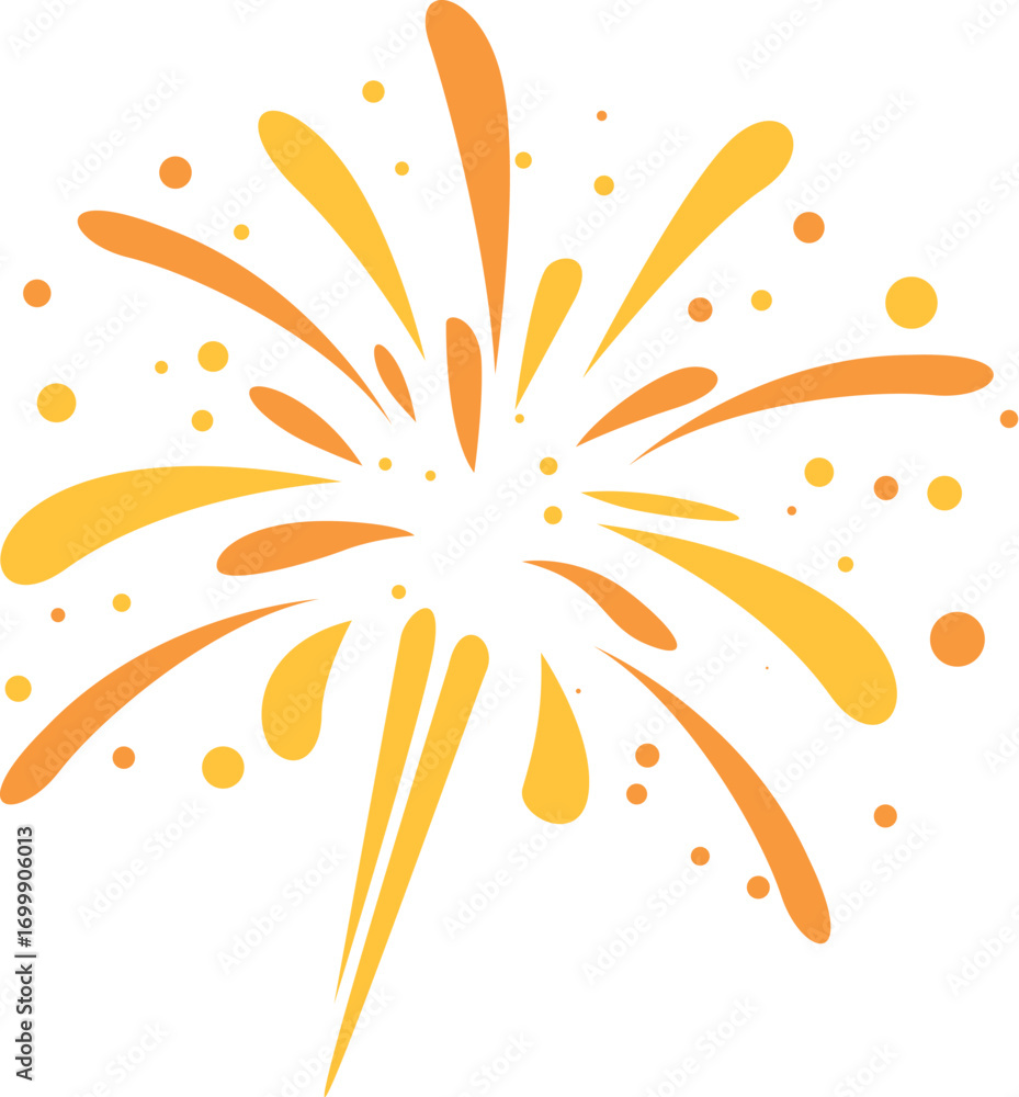 Poster golden fireworks exploding with sparks and light on white background