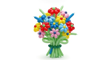 A vibrant bouquet of colorful balloon flowers, expertly crafted in a cheerful and festive design.