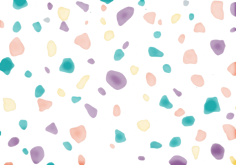 Seamless terrazzo pattern isolated on transparent background with pastel colors