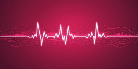 An EKG graph displays a green heartbeat pulse on a medical monitor