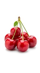 Obraz premium Fresh ripe red cherries on white background