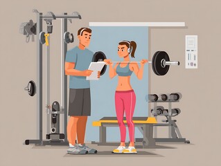 Fototapeta premium FITNESS AND WORKOUT Related Vector Icons.