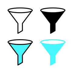Filter Icon . in stroke, black and colored vectors collection isolated on white background.