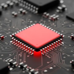 High-Tech Microchip on Circuit Board.