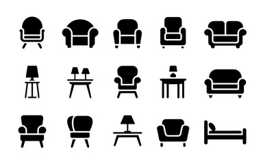 Vector art of furniture icons set for interior design concept