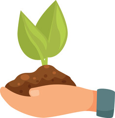 Hand carefully holding a young plant symbolizing environmental care, growth, and new beginnings