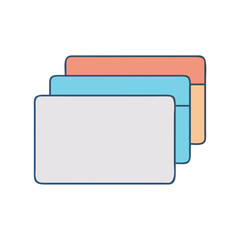 Three horizontally stacked rounded rectangle elements of grey, blue, and orange design