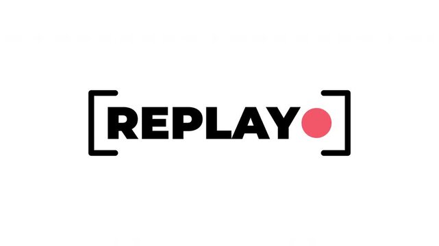 replay text animation in white  background. Replay Animation video for Live Streamers. Simple replay sign animation. Alpha channel 4K video