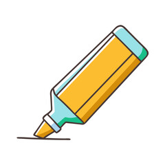 Yellow highlighter marker drawing a line on a white surface background