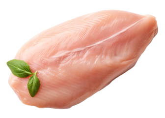 Juicy chicken breast displayed on a plain white surface