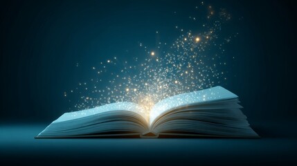 The night is filled with a book that emits radiant stardust
