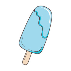 Delicious light blue popsicle melting slightly, perfect for hot summer days