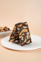 Handmade Chinese Date Cake with Nuts and Dried Fruits Traditional Shandong Dessert