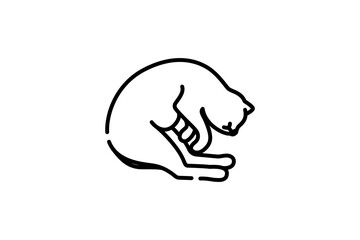 sleeping cat line icon template design. illustration vector for world sleep day on march 13. cute pet and comfort outline symbol isolated on white background