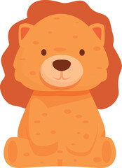 Cute cartoon lion plush toy sitting, perfect for children's illustrations or designs related to toys, childhood, or safari adventures