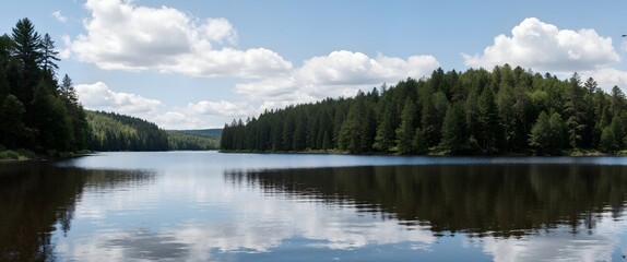 Fototapeta premium reflection of trees in the lake