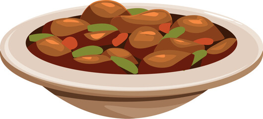 Savory beef stew with vegetables, simmering in a bowl, perfect for a comforting meal