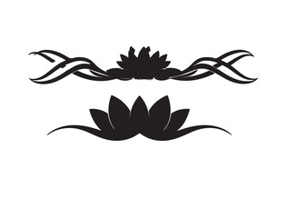  Lotus icon border in silhouette white background.