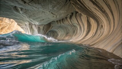 Wave Breaking Inside Sea Cave