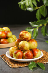 Fresh Jujube Dates from Zhanhua Shandong China on White Plate Winter Harvest Fruit Display