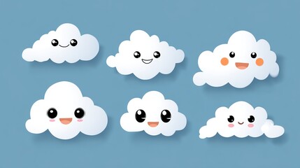 Cartoon Clouds with Smiling Faces, Kids Style: Cute Smiling Cloud Cartoons, Playful Kid-Friendly Clouds—Colorful Happy Clouds for Children’s Art, Nursery Decor & Kids’ Crafts