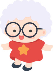 Cartoon Illustration of an Elderly Woman flat