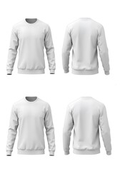 Clean White Crewneck Sweatshirt: 3D Render, All Angles