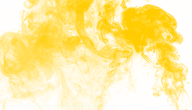 PNG of yellow smoke forming a dynamic burst with flowing vapor trails, perfect for creative design, motion graphics, and visual effects projects