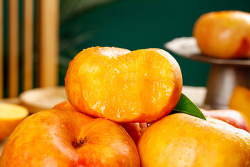 Fresh Shandong Peaches with Exposed Golden Flesh - Chopped Butter-Smooth Fruit