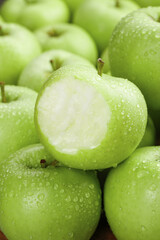 Fresh Green Apples with Water Drops - Healthy Fruit Close-up