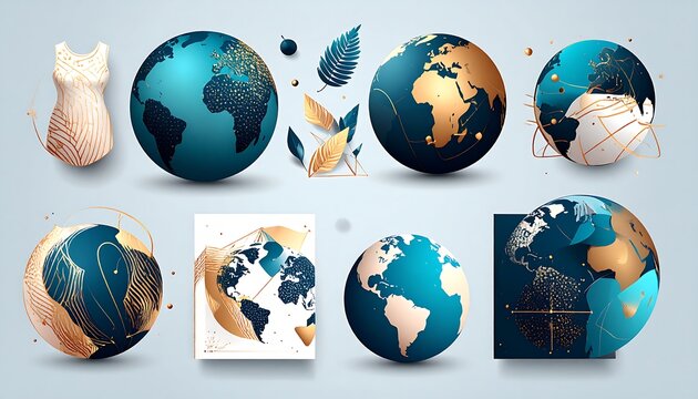 Collection of stylized globe graphics