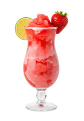 Strawberry Daiquiri with Lime and Fresh Berry Garnish – Tropical Cocktail, Summer Drink, High-Resolution Beverage Photography, Transparent PNG Overlay 
 