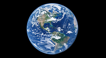 Planet Earth Viewed From Space Showing Continents and Clouds globe world