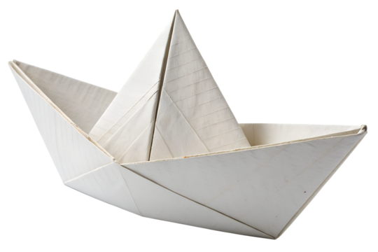 Origami paper boat on white background isolated on white background - Powered by Adobe