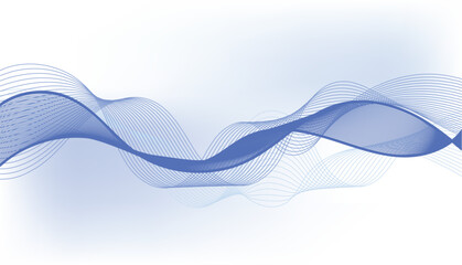 An abstract background of fine, flowing wave lines in shades of blue on a white canvas. Ideal for corporate branding, presentation backgrounds, websites, or business cards.