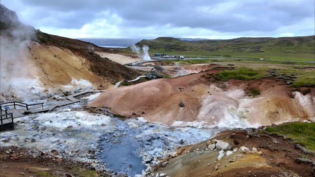 Iceland's hydrogen sulfide fumaroles draw global visitors to witness rare geological phenomena, promoting sustainable tourism that educates about Earth's fossil resources and geothermal power.