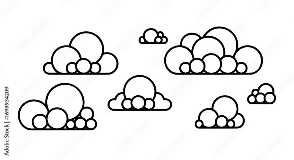 Aufkleber a collection of minimalist cloud line art icons with a clean geometric style. these simple vector sy