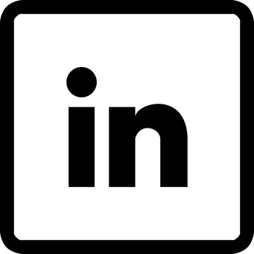 LinkedIn Black Social Media Logo Square Line Icon - SVG, Vector Outline Symbol	
