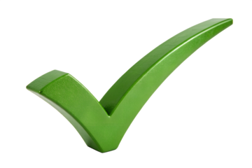 Green check mark symbol isolated on white background