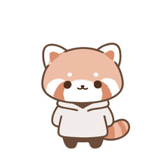 Fototapeta premium Adorable red panda wearing a hoodie in kawaii cartoon style