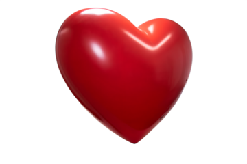 Shiny red heart shape isolated on white background