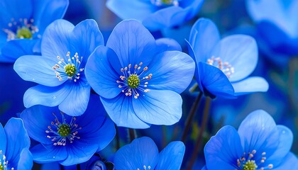 A vibrant close-up of numerous vivid blue flowers, showcasing delicate petals and intricate centers, creates a serene and beautiful image.