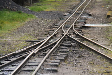 A Points Switch Junction on a Narrow Gauge Railway Track.