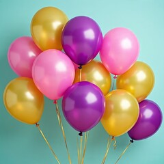 Colorful Party Balloons on Blue Background – Celebration Decoration
