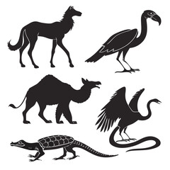 set of dinosaurs silhouettes