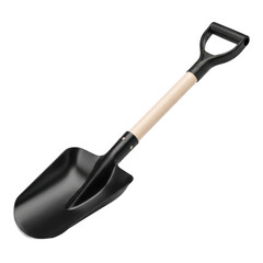 Heavy duty metal shovel with wooden handle for gardening and outdoor work transparent background